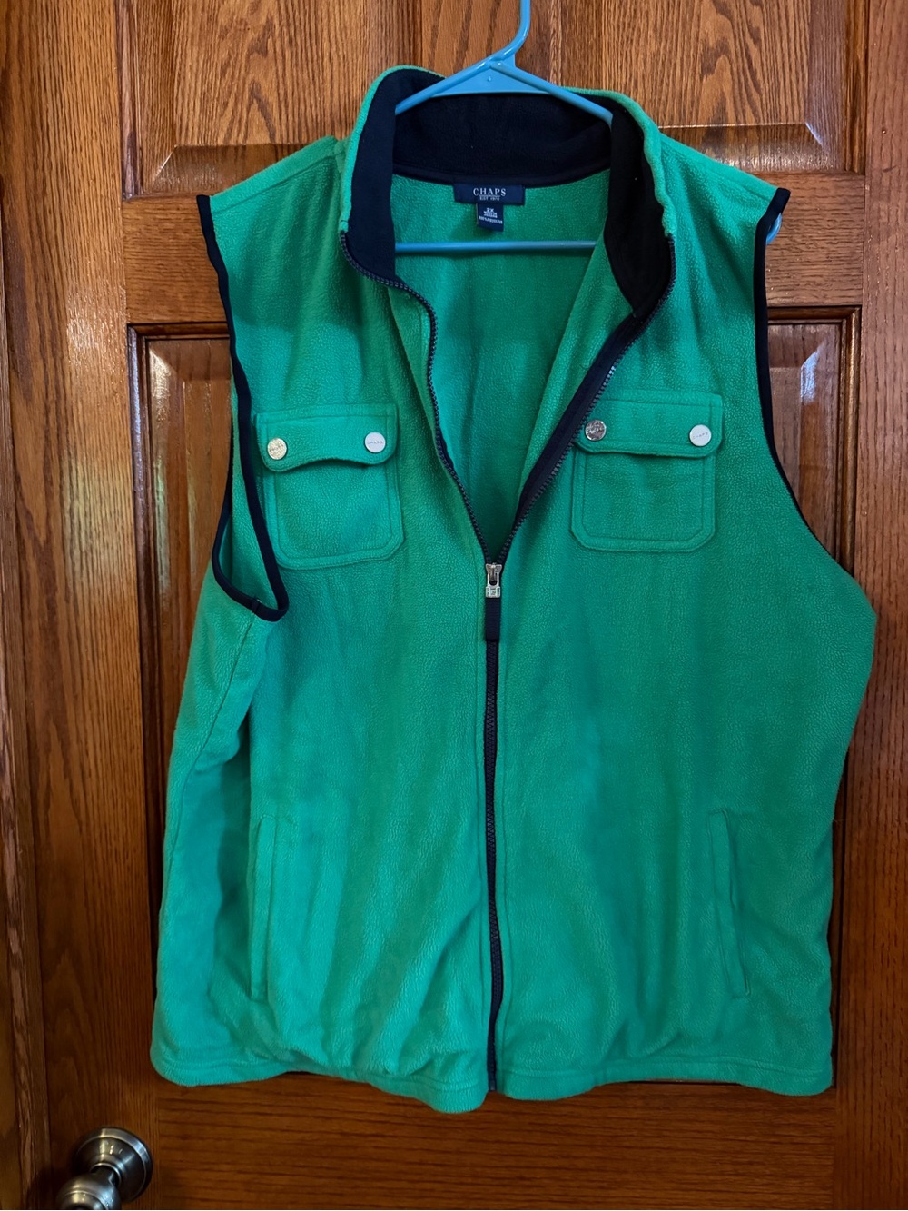 Chaps 2X Green & Navy Full Zipper Front Fleece Vest Woman’s